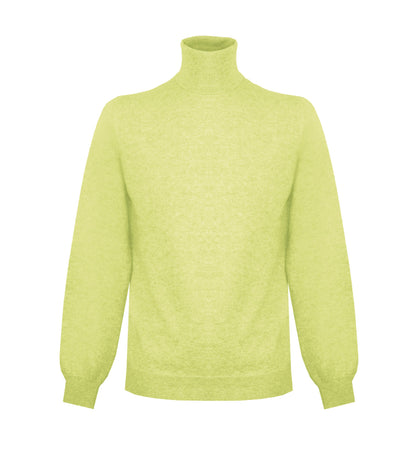 Elegant Yellow High Neck Cashmere Sweater
