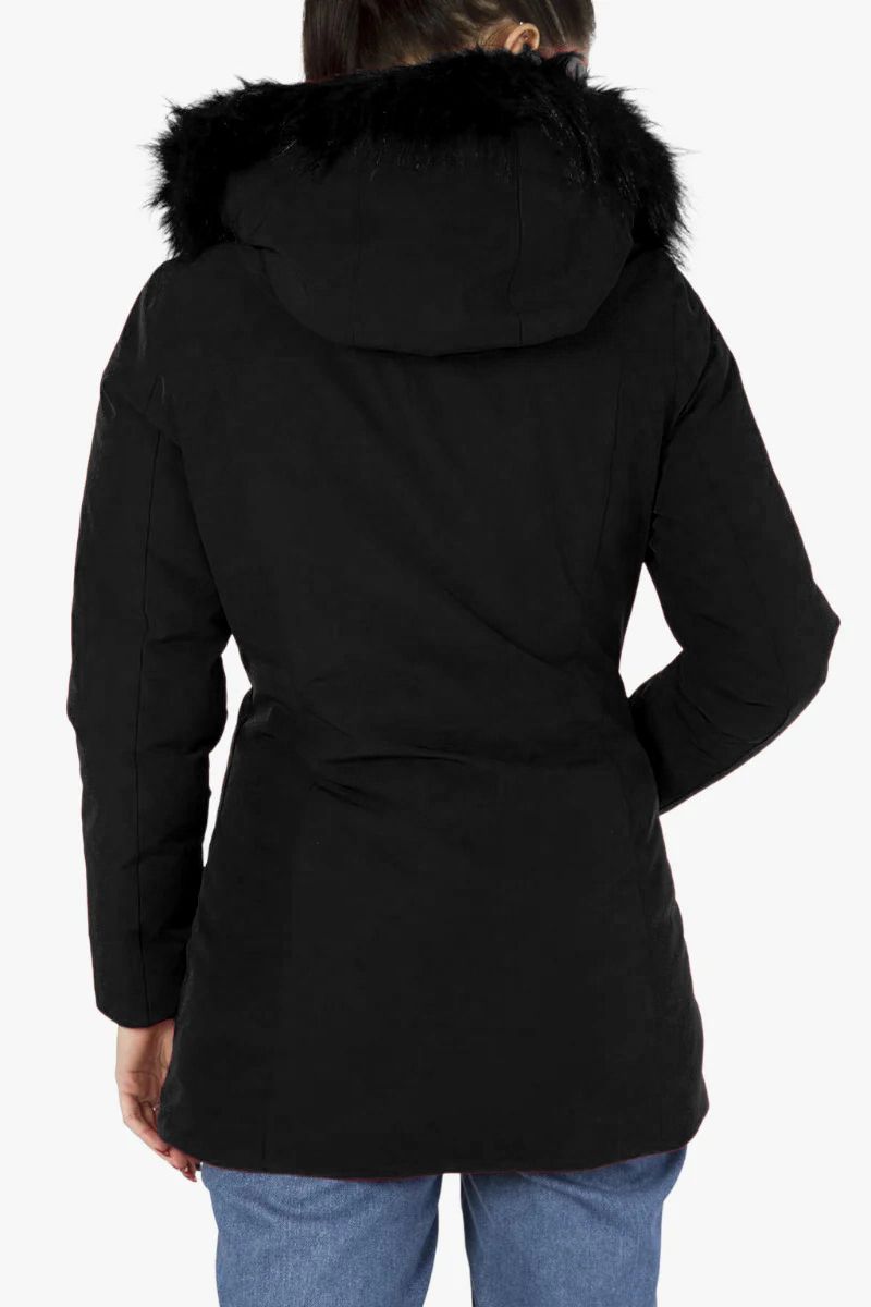 Chic Hooded Down Jacket with Fur Trim