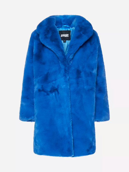 Eco-Friendly Blue Faux Fur Jacket