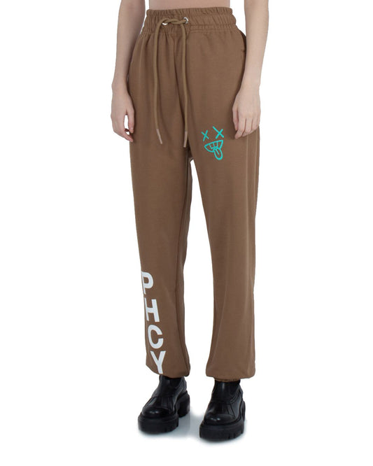 Chic Cotton Jersey Trousers with Logo Print