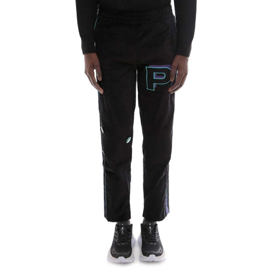Sleek Black Designer Pants with Iconic Side Branding