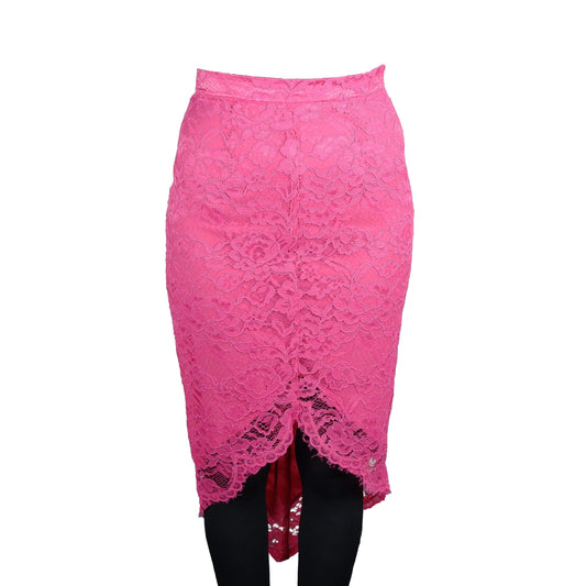 Asymmetrical Lace-Trim Viscose Skirt