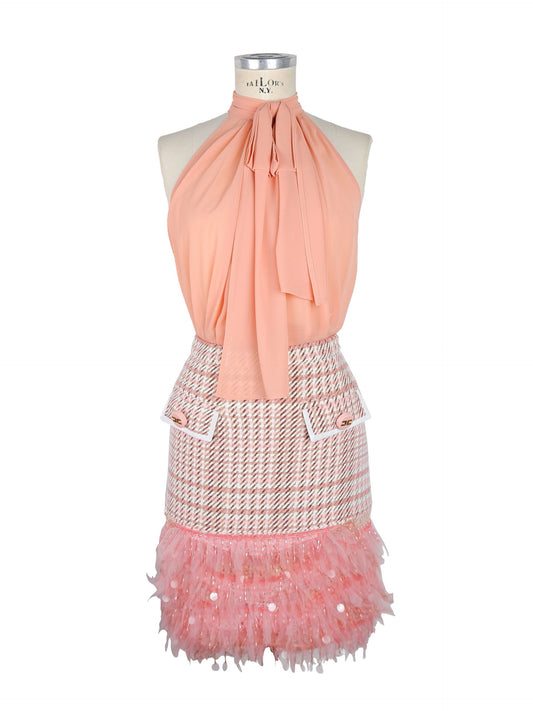 Antique Pink Sequined Pocket Dress
