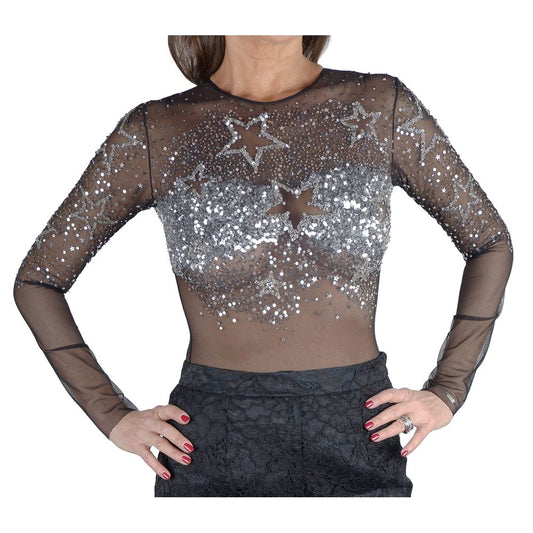 Chic Sequined Semi-Transparent Body Top