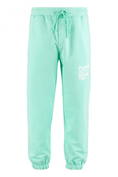 Emerald Cotton Trousers with Logo Detail
