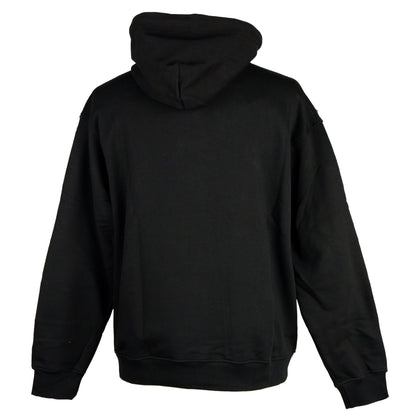 Sleek Black Cotton Hoodie with Logo Print