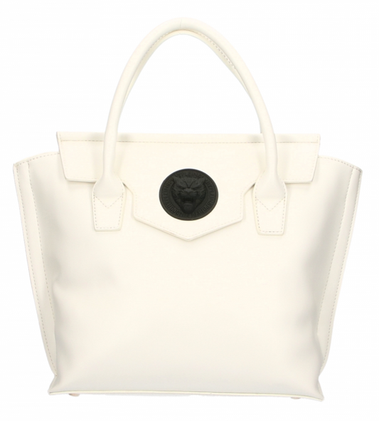 Chic White Polyethylene Handbag with Magnetic Closure