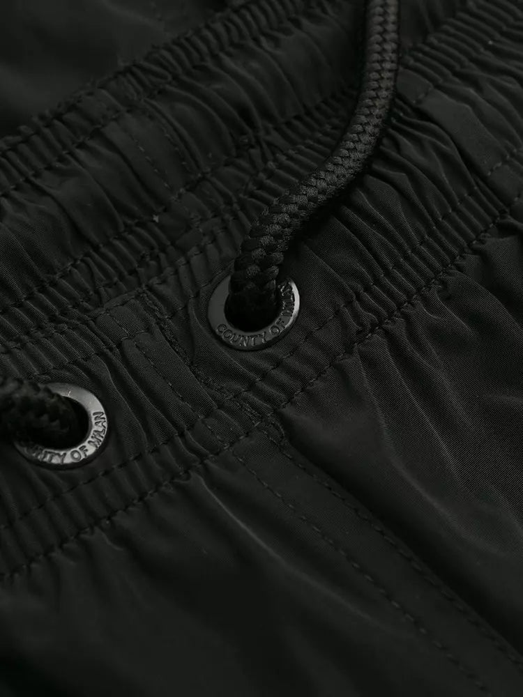 Sleek Embroidered Black Boxer Swimwear