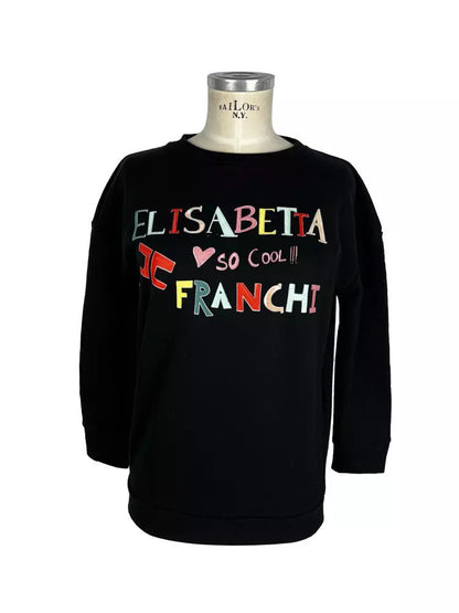 Chic Black Cotton Sweatshirt with Front Print