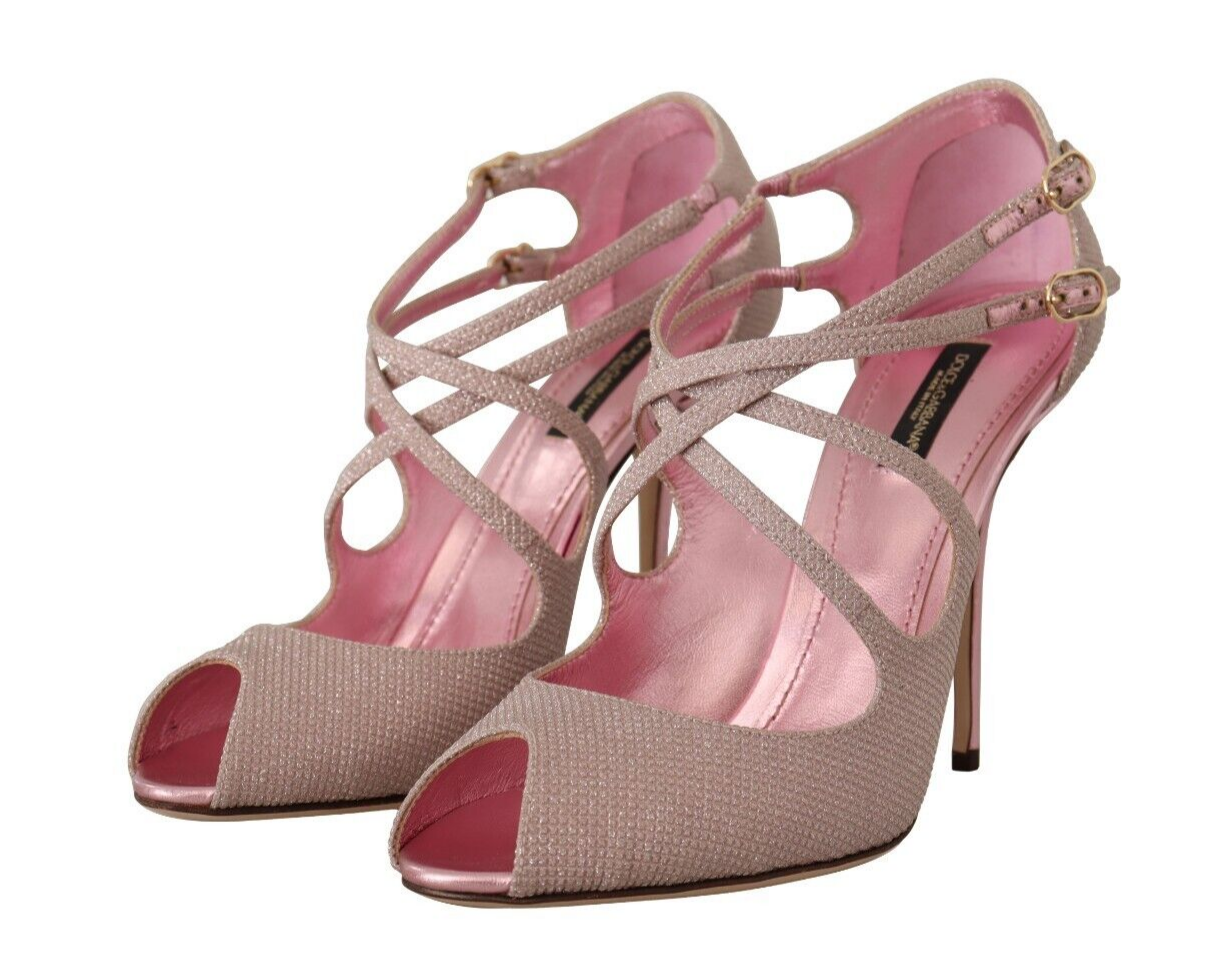 Pink Glitter Peep Toe High Heels Sandals