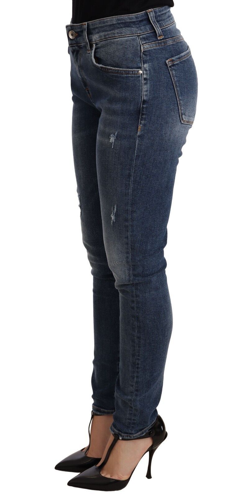 Elegant Slim-Fit Distressed Skinny Jeans