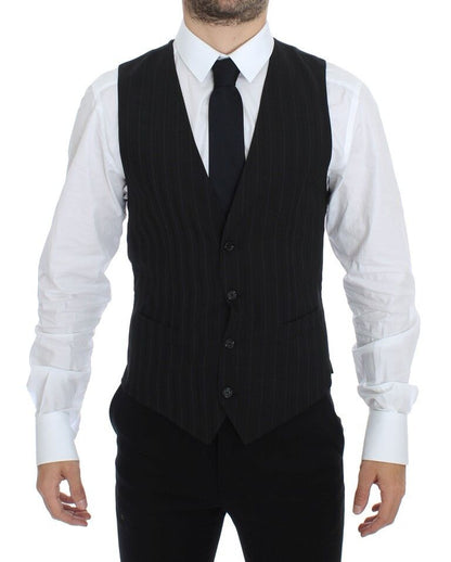 Elegant Striped Wool Dress Vest