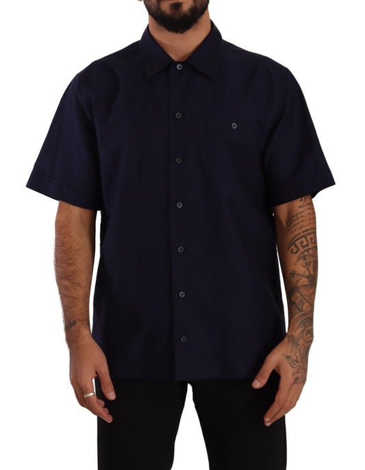 Elegant Navy Blue Button-Down Casual Shirt