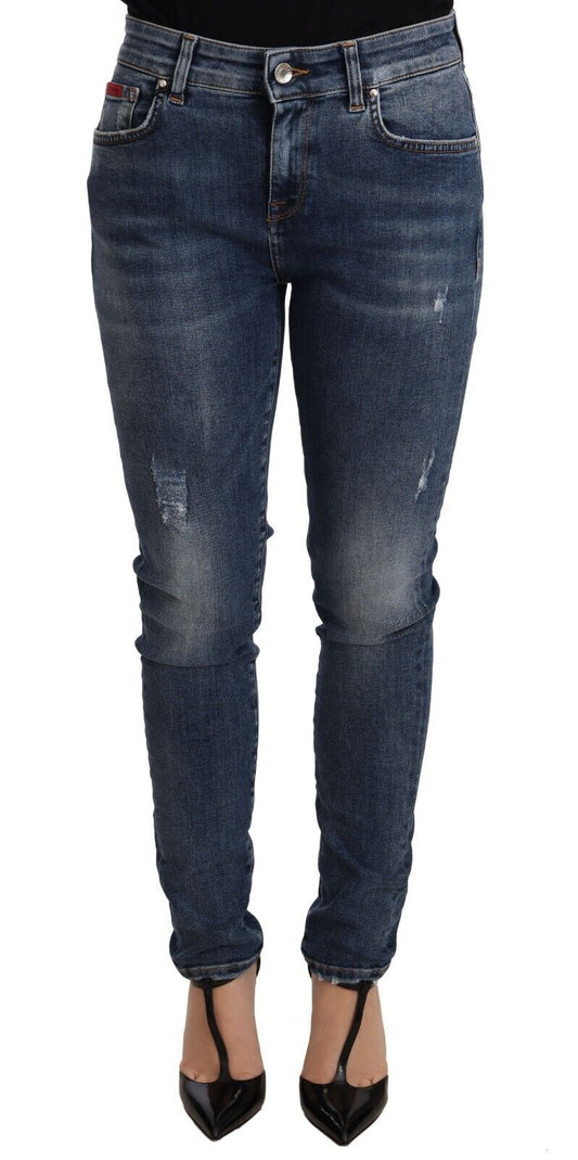 Elegant Slim-Fit Distressed Skinny Jeans