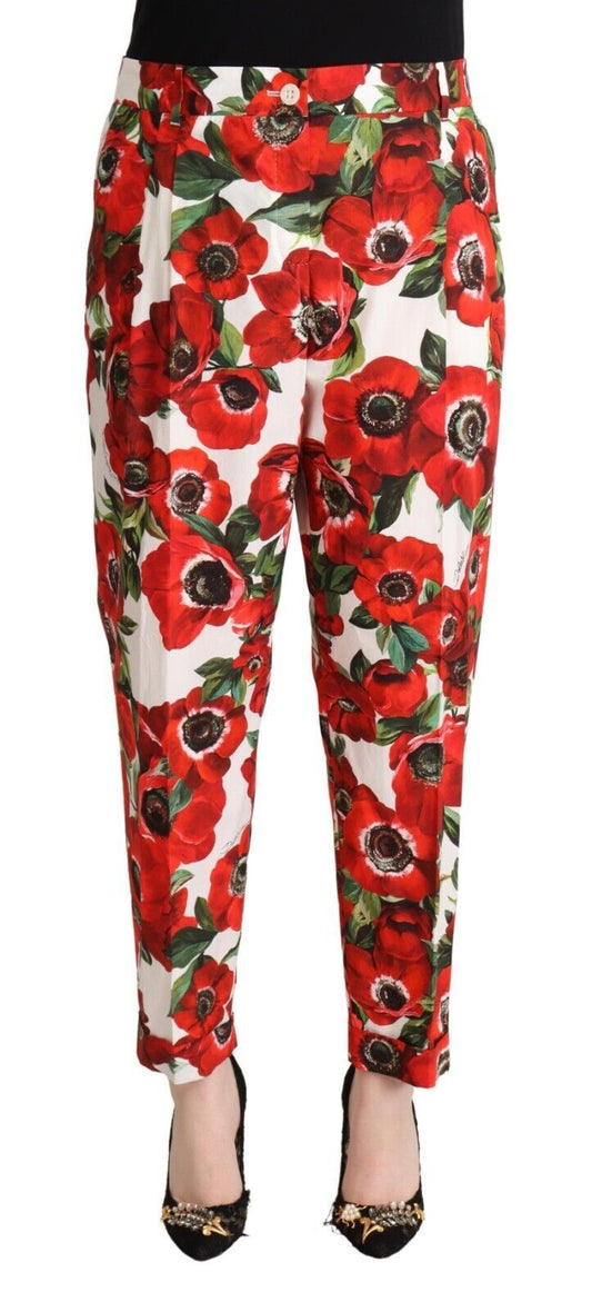 Chic Anemone Printed Tapered Cotton Pants