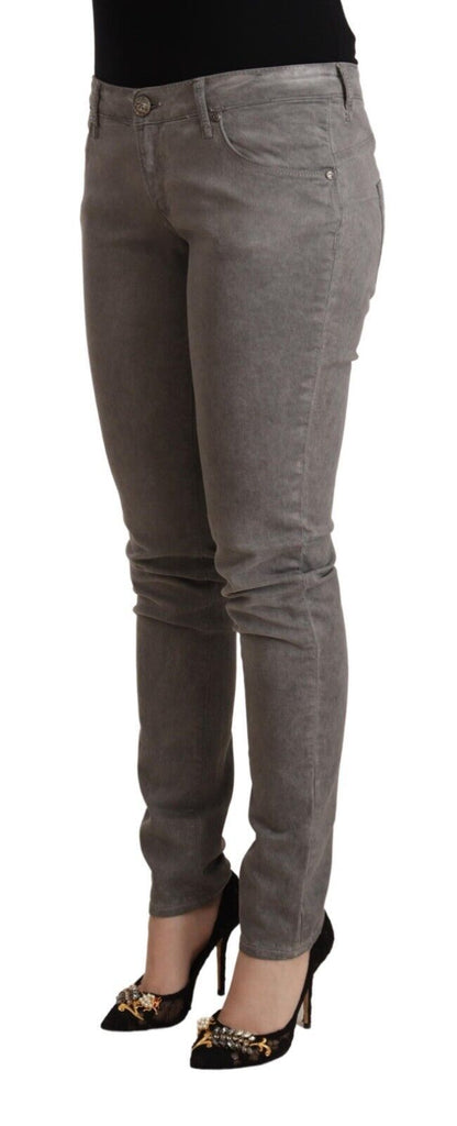 Chic Gray Low Waist Skinny Cotton Jeans