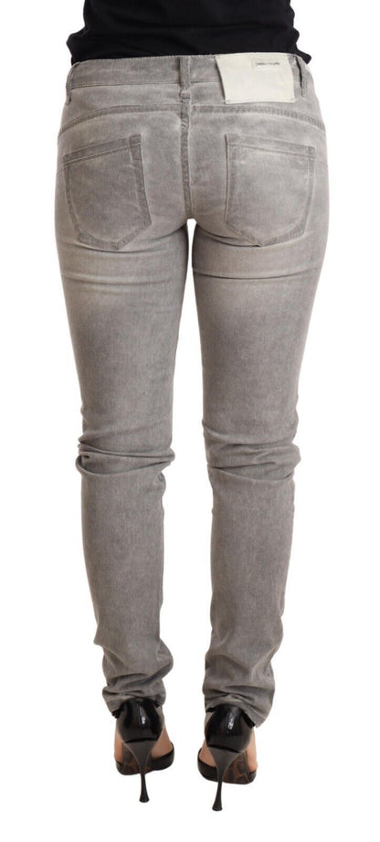 Chic Gray Washed Slim Fit Cotton Jeans