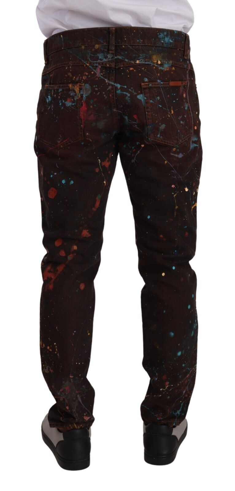 Elegant Multicolored Painted Denim Jeans