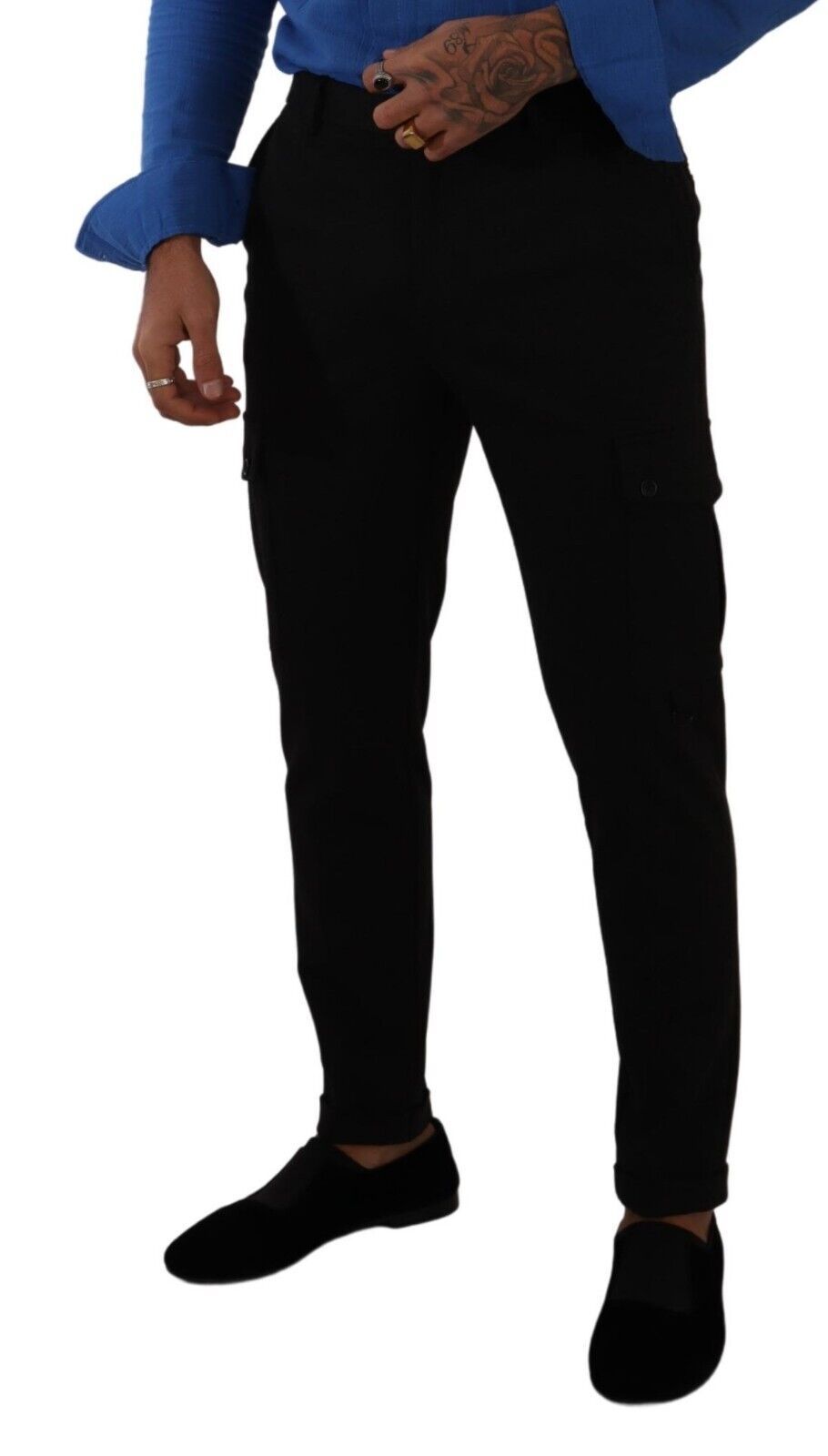 Elegant Black Slim Fit Cargo Pants