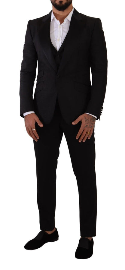 Sicilia Slim Fit Black Suit Ensemble