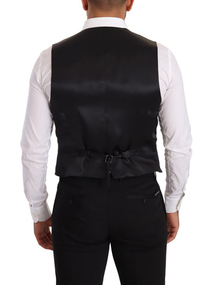 Gray Silk Slim Fit Waistcoat Formal Vest