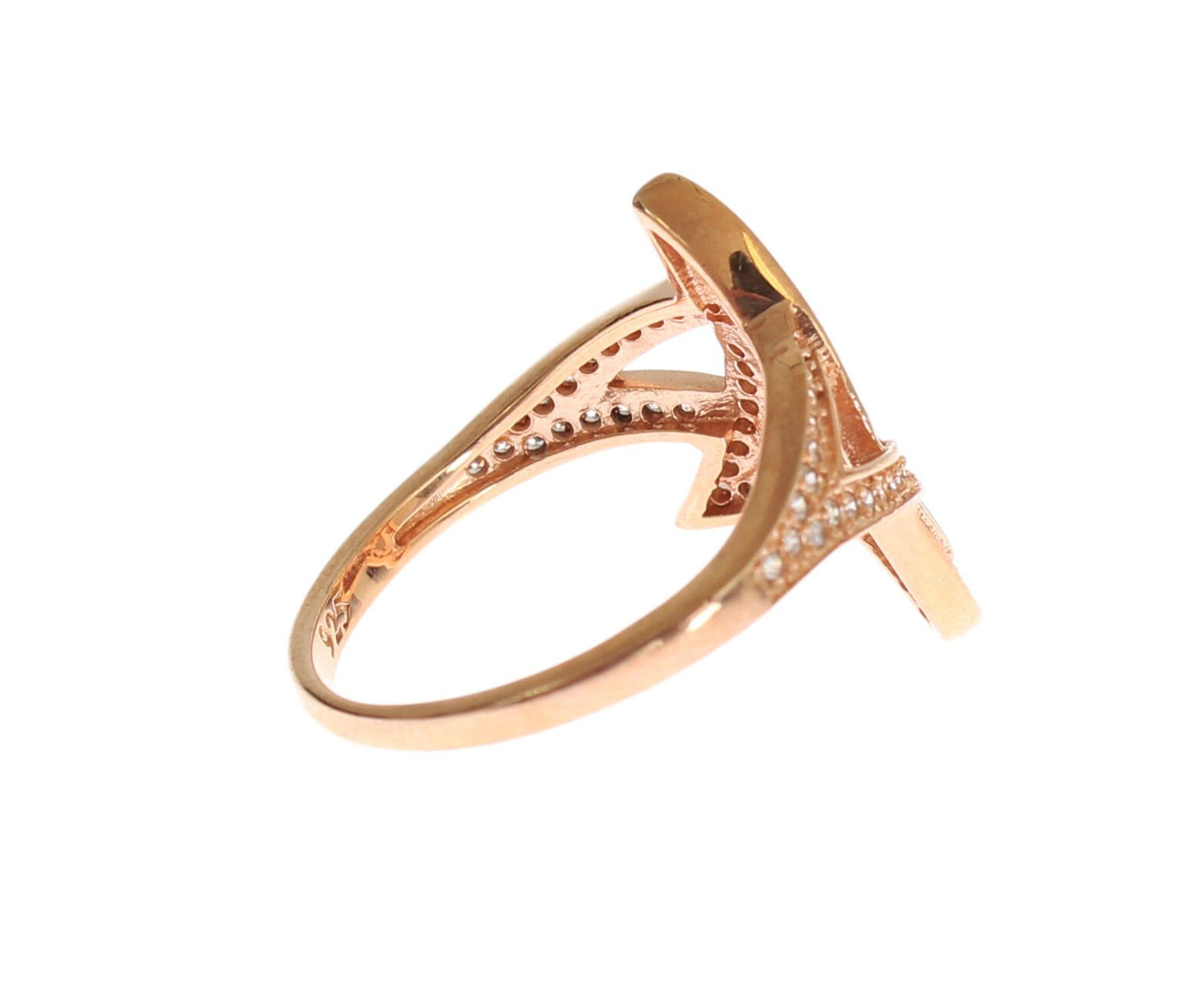 Womens Clear CZ Gold 925 Silver Ring