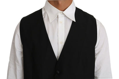 Elegant Black Formal Wool Blend Vest