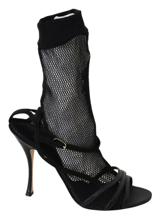 Chic Black Mesh Stiletto Sandals