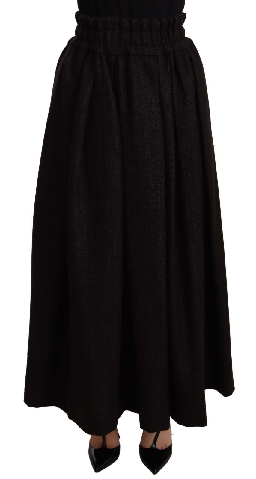 Elegant High Waist Maxi A-line Wool Skirt