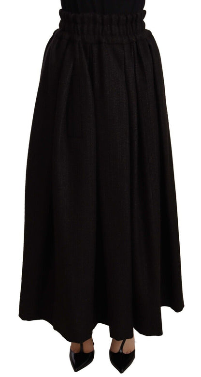 Elegant High Waist Maxi A-line Wool Skirt