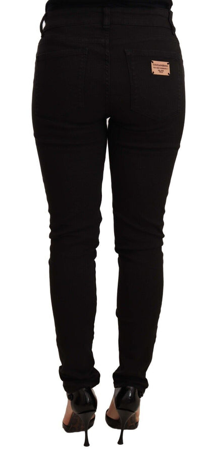 Chic Black Mid-Waist Skinny Denim Jeans