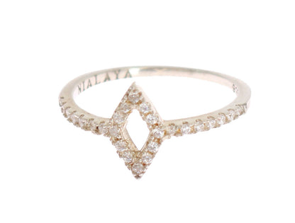 Elegant Silver CZ Crystal Studded Ring