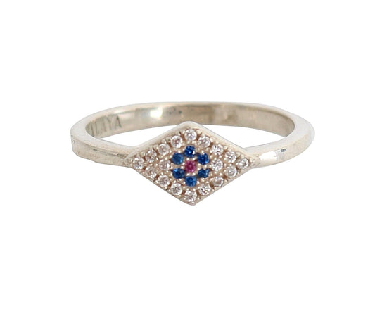 Blue Red CZ 925 Silver Womens Clear Ring