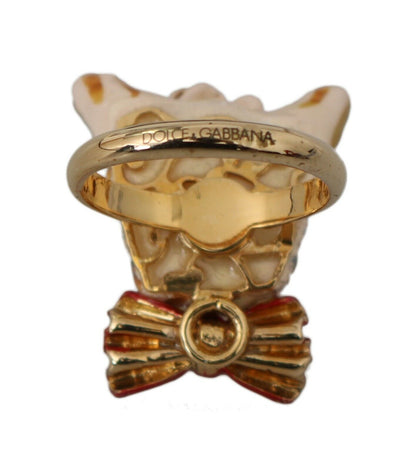 Elegant Canine-Inspired Gold Tone Ring