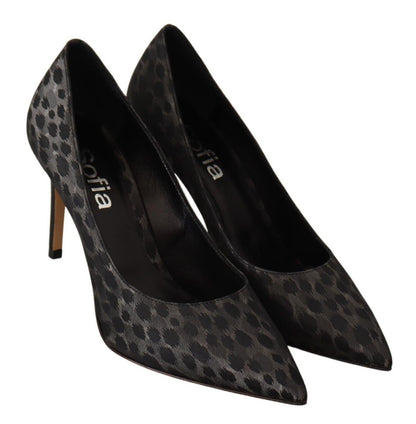 Elegant Black Leopard Print Leather Heels