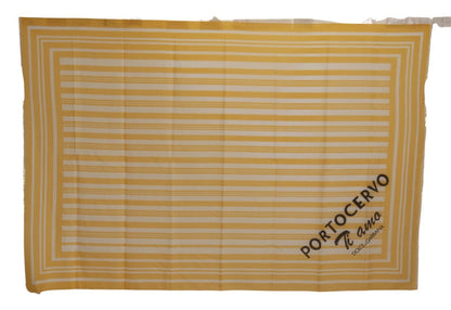 Elegant Striped Cotton Scarf with Logo Print