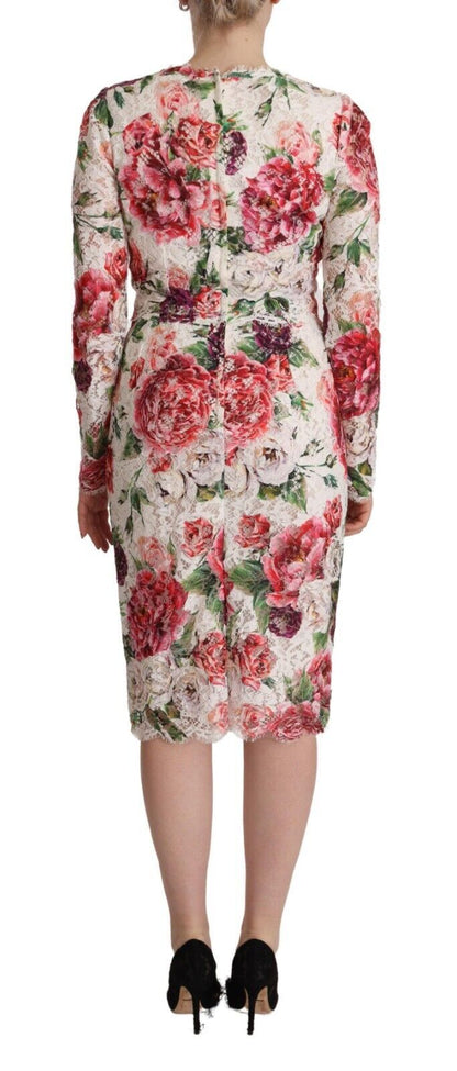 Elegant Sheath Lace Floral Midi Dress