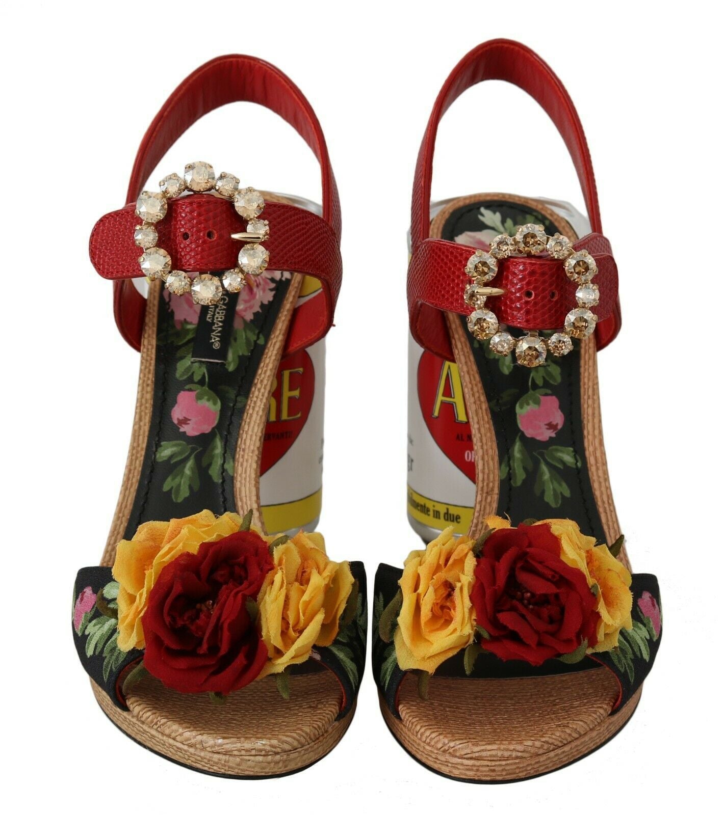 Multicolor Floral-Embellished Cylindrical Heels AMORE Sandals
