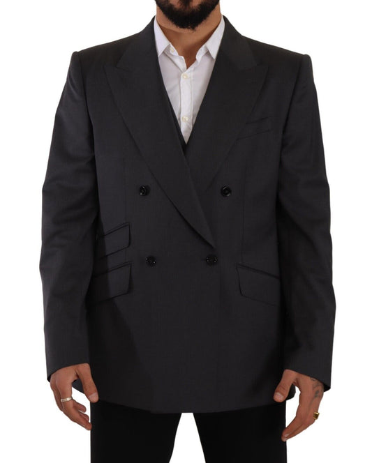 Elegant Gray Sicilia Wool Blend Suit