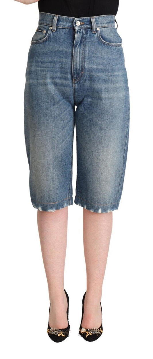 High-Waisted Italian Cropped Denim Jeans