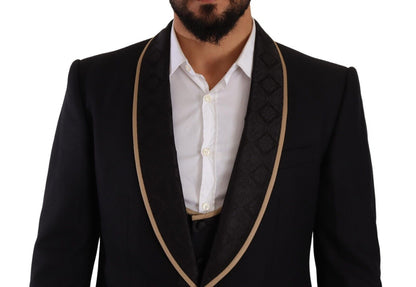 Elegant Black Silk Blend 3-Piece Suit
