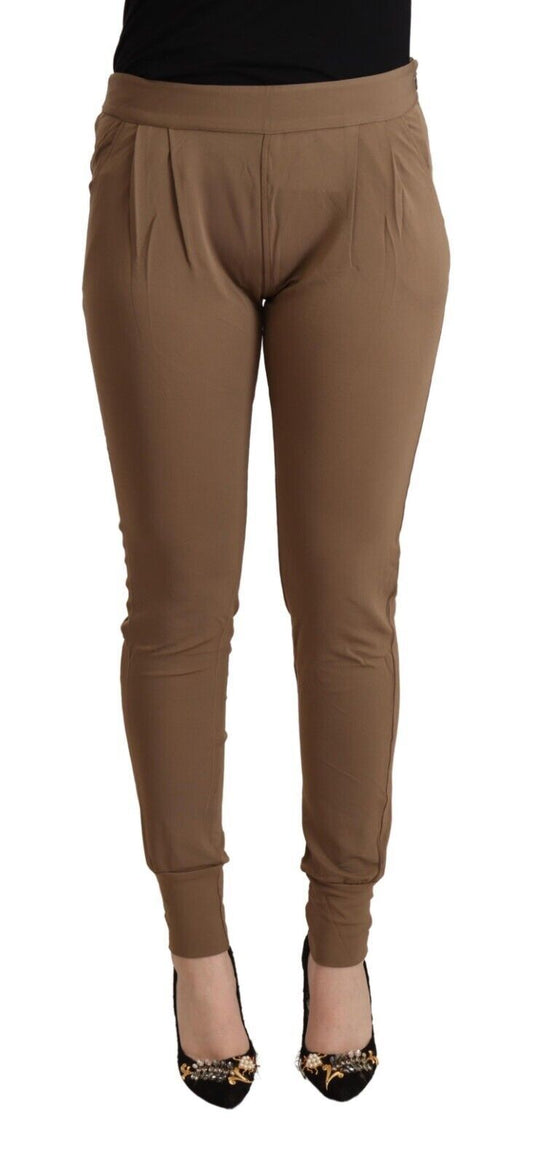 Chic Brown Mid Waist Tapered Pants