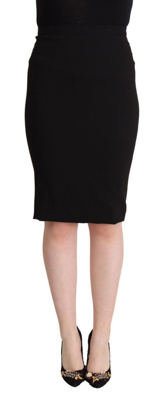 Chic High Waist Pencil Skirt in Black