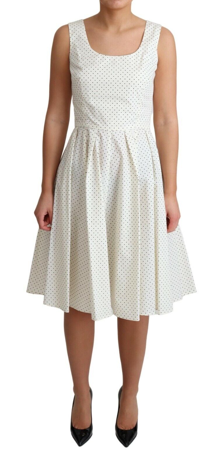 Elegant Sleeveless A-Line Polka Dotted Dress
