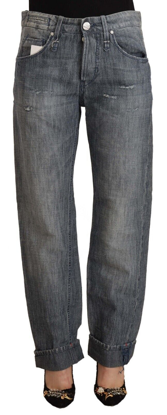 Chic Gray Washed Straight Cut Jeans