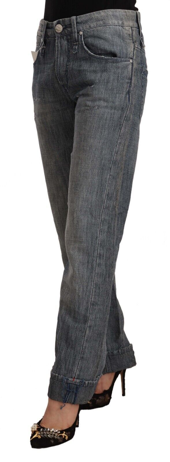 Chic Gray Washed Straight Cut Jeans