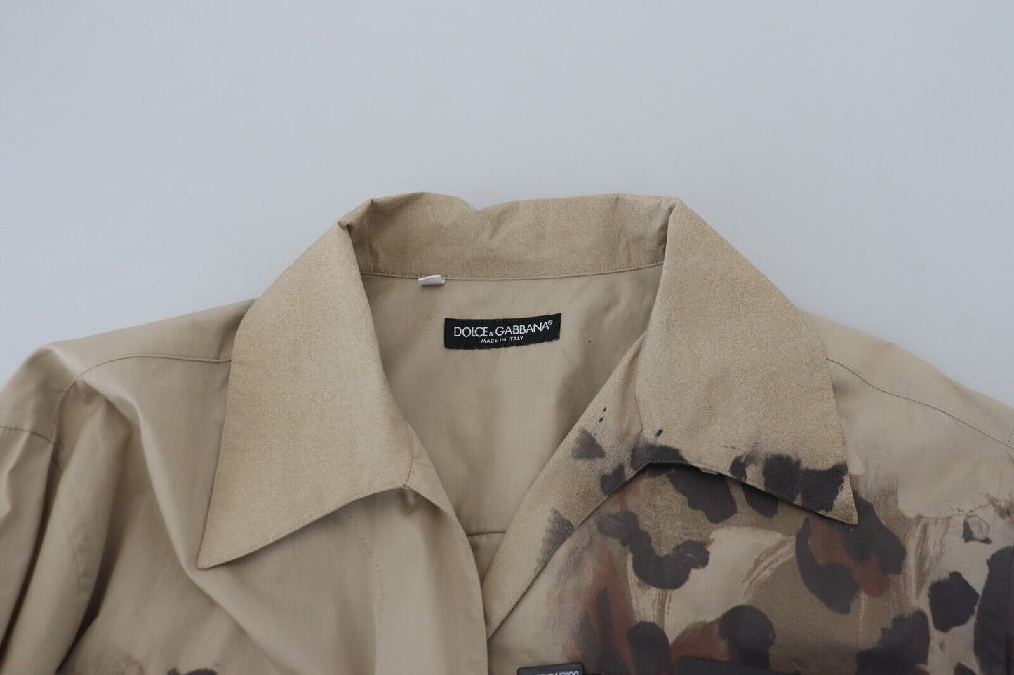 Beige Cotton Button-Down Casual Shirt