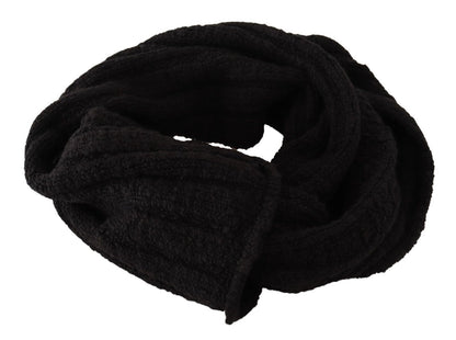 Elegance Unleashed Black Wool Scarf