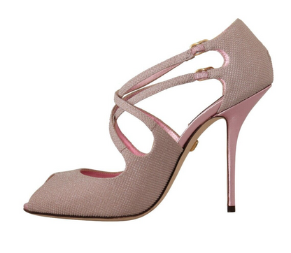 Pink Glitter Peep Toe High Heels Sandals