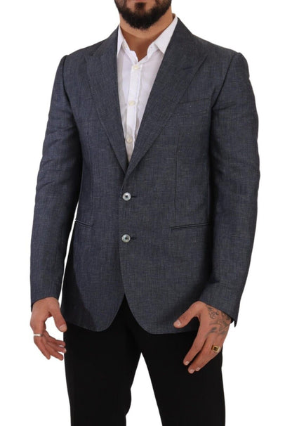 Elegant Slim Fit Two-Button Blue Blazer